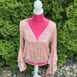 Free People Size S pink floral bodysuit